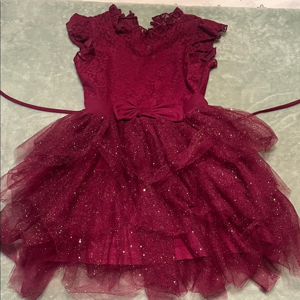 Burgundy Lace and Tulle Dress